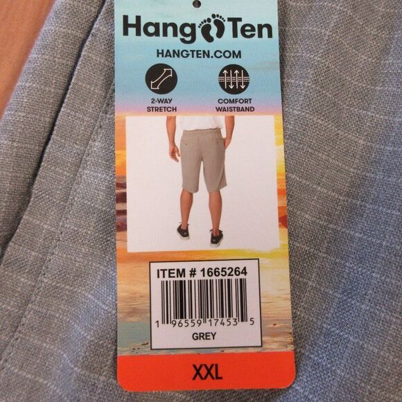 HANG TEN Drop In 20" Elastic-Waist Walkshorts Mens Size XXL 42-44 Grey Plaid NWT - Picture 3 of 12